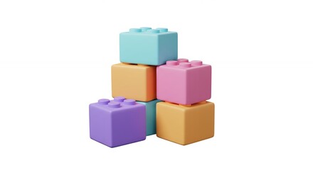 Obraz premium Pastel colored building blocks arranged in pyramid shape