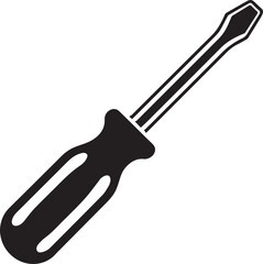 Screwdriver Silhouette Vector – Simple Black Construction Tool Illustration