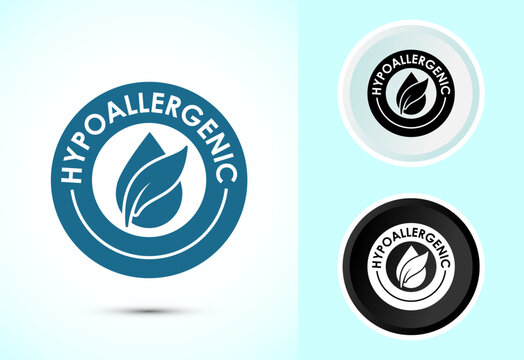 Hypoallergenic tested icon design illustration. Cosmetic certification label sign in color, black and white