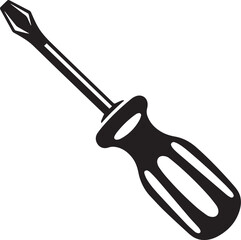 Screwdriver Silhouette Vector – Simple Black Construction Tool Illustration