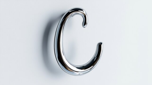 Modern, chrome letter C