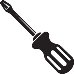 Screwdriver Silhouette Vector – Simple Black Construction Tool Illustration