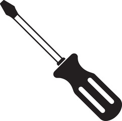 Screwdriver Silhouette Vector – Simple Black Construction Tool Illustration