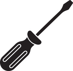 Screwdriver Silhouette Vector – Simple Black Construction Tool Illustration