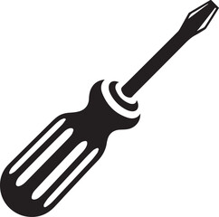 Screwdriver Silhouette Vector – Simple Black Construction Tool Illustration