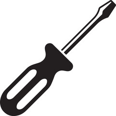 Screwdriver Silhouette Vector – Simple Black Construction Tool Illustration