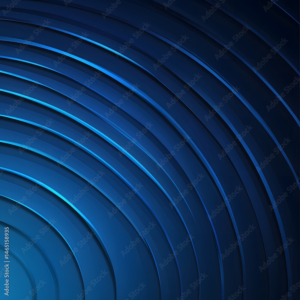Poster vibrant blue abstract background with repeating concentric curved line patterns creating a dynamic f