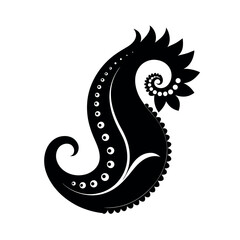 Black Vector Silhouette Paisley Pattern Design