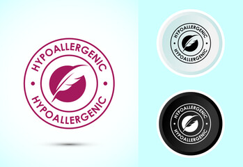 Hypoallergenic tested icon design illustration. Cosmetic certification label sign in color, black and white