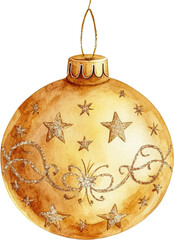 Fototapeta premium Golden Christmas Ornament Decorated with Stars
