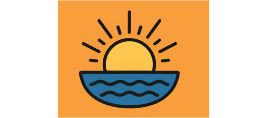 Vector illustration of a sun, sunsetting scene, Burning sun is about to set in west