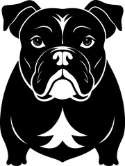 bulldog head  simple black silhouette, Black silhouette vector icon, silhouette illustration, Animal silhouette