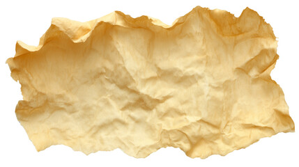 Crumpled light brown paper texture isolated on white background