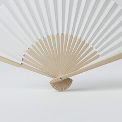 White Japanese Folding Fan Fully Open