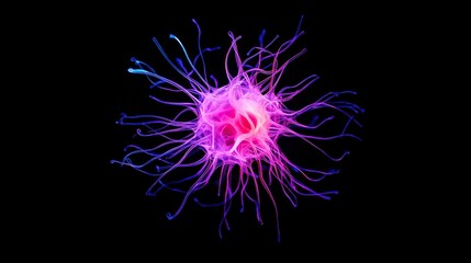 Abstract blue fractal design with glowing light lines creates a bright space energy pattern