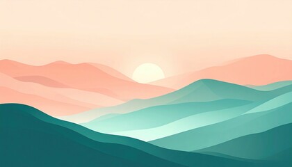Obraz premium Serene sunset over rolling hills nature landscape soft colors peaceful environment aesthetic viewpoint