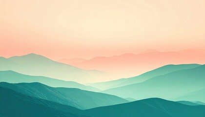 Fototapeta premium Breathtaking sunrise over serene mountain ranges nature landscape tranquil environment wide angle view peaceful concept