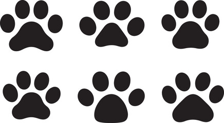 set of paw icon silhouette, Paw Print Silhouette icon vector illustration