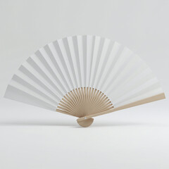 White Japanese Folding Fan Flat Open View