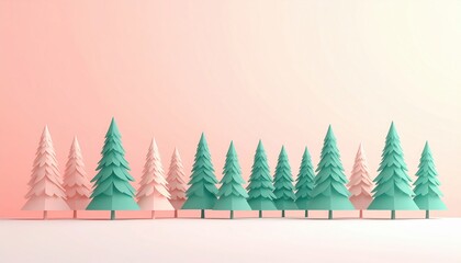 Creative paper forest landscape digital artwork minimalist design tranquil environment aesthetic viewpoint nature concept
