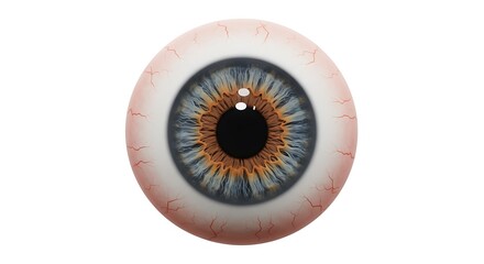 Close-up view of a detailed human eye model.