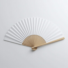 White Japanese Folding Fan with Bamboo Frame