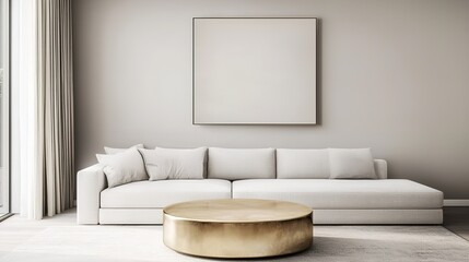 Bespoke brass table in elegant living room artful modern interior design