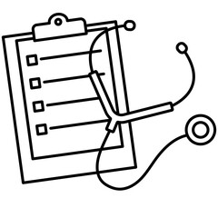 Stethoscope and Clip Board line icon