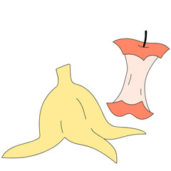 bite apple and banana garbage