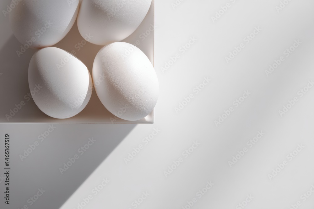 Aufkleber Delicate Arrangement of White Eggs Casting Subtle Shadows on a Blank Canvas for Branding Opportunities Generative AI