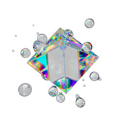 Metaball Liquid Transparent Iridescent Blobs With Rotating Octagon.