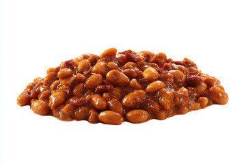 Obraz premium Delicious homemade baked beans with savory sauce served on a white background