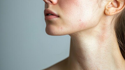 Obraz premium Severe eczema flare-up on the neck and jawline