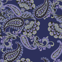 Vector textile print. Seamless Design for covers, fabrics, textiles, wrapping paper, based on antique Thai vector pattern Paisley Indian motifs and decorative floral elements