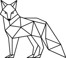 Geometric fox outline in polygonal style vector line art