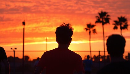 Sunset runners on the beach