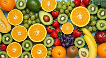 Fruits Background Healthy Eating Dieting Concept Backdrop