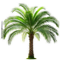 Fototapeta premium palm tree on Transparent background, Lush Tropical Palm Tree Isolated on Transparent background