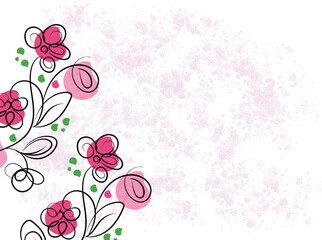 Elegant Pink Floral Design on White Background with Abstract Splashes