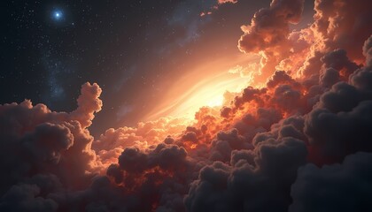 Fototapeta premium Sky with Clouds and Star