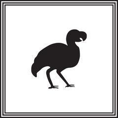 Dodo bird silhouette – black vector illustration of extinct flightless bird species – animal icon for endangered wildlife, prehistoric creatures, extinction themes, zoology design © Ridwan arts & icons