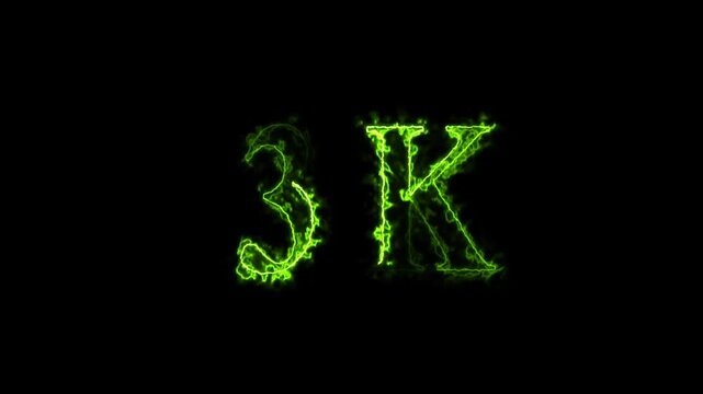 3k animation on black background. neon text effect video motion 