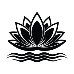 a lotus flower icon floating water layered vector art silhouette