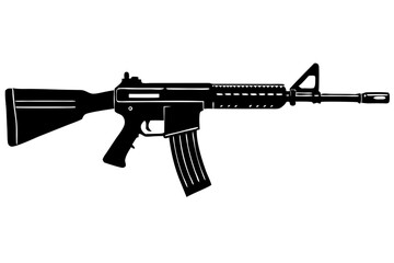 Assault rifle silhouette vector design without suppressor detailed illustration, assault rifle, rifle, weapon, military, silhouette, vector, gun, firearm, army, detailed, design, war, machine, danger