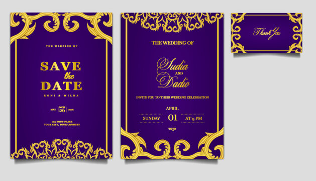 luxury elegant wedding invitation cards set