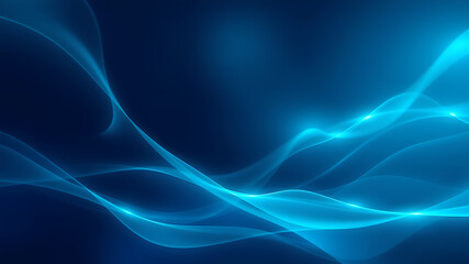 Fototapeta premium Abstract Blue Wave Background Glowing Smooth Lines, Dynamic Energy, Modern Design