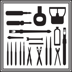 Beauty Tool Silhouette Set – Nail Care Instruments, Cosmetic Brushes & Grooming Accessories Vector Collection