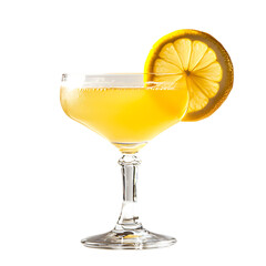 Lemonade in Elegant Coupe with Lemon Slices Isolated on Transparent Background