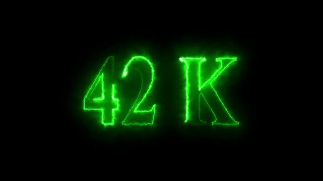 42k animation on black background. neon text effect video motion 