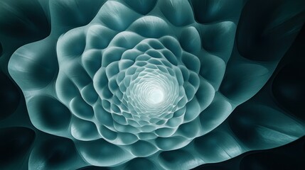 Abstract fractal tunnel with concentric, layered petals